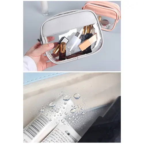 Custom Print Clear TPU Zipper Women Plain Travel Pouch Toiletry Round Makeup Bag